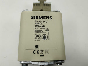Siemens 3NA3 340 LV HRC Fuse-link/element. 200A 3Pcs.