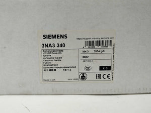 Siemens 3NA3 340 LV HRC Fuse-link/element. 200A 3Pcs.