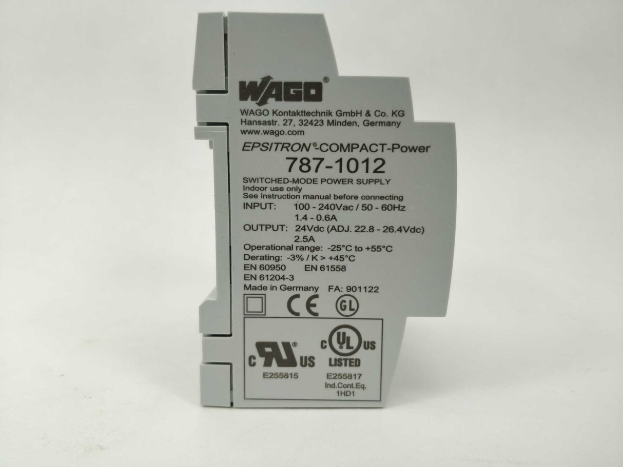 Wago 787-1012 Rail-Mounted Power Supply. 24VDC 2.5A