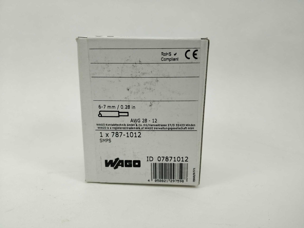 Wago 787-1012 Rail-Mounted Power Supply. 24VDC 2.5A