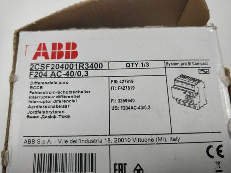 ABB 2CSF204001R3400 F204 AC-40/0.3