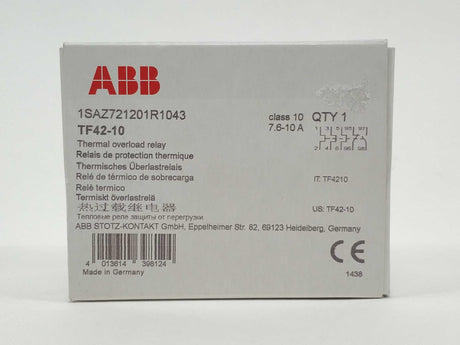 ABB 1SAZ721201R1043 TF42-10 Thermal Overload Relay 7.6 - 10 A
