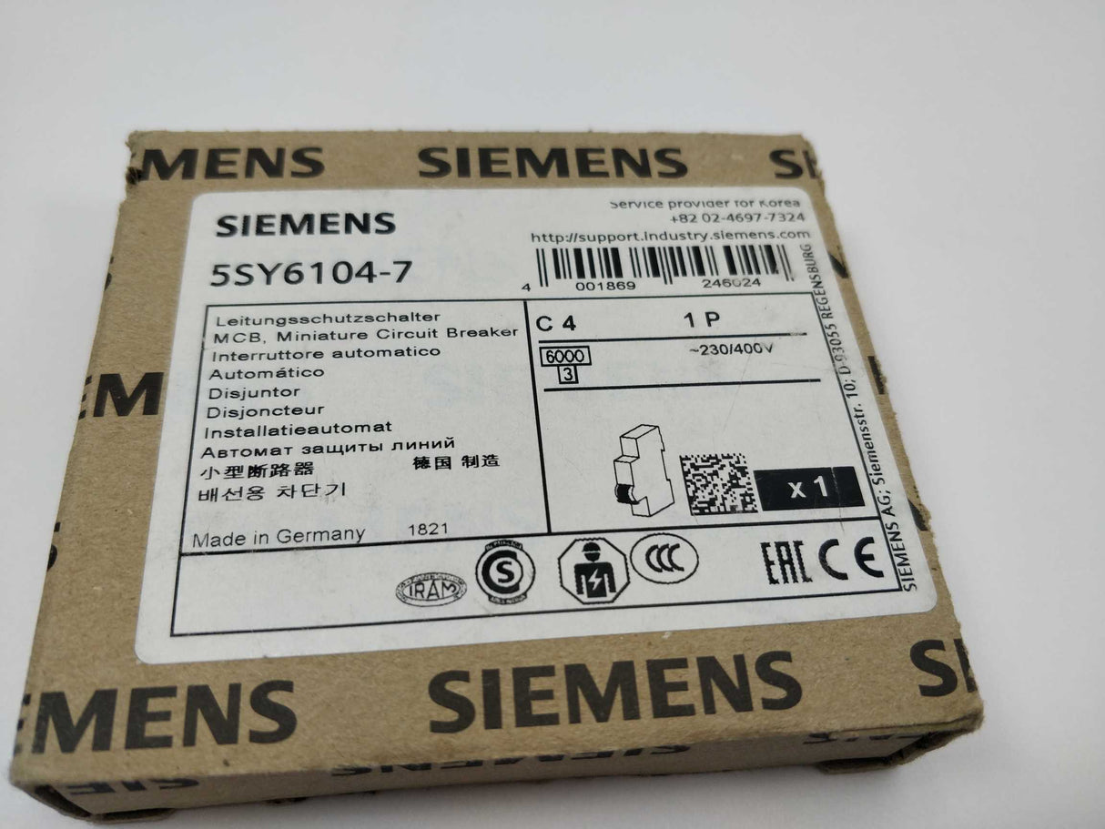 Siemens 5SY6104-7 5SY61 MCB C4 Miniature circuit breaker
