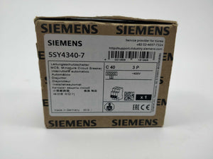 Siemens 5SY4340-7 Miniature Circuit Breaker 400V 10kA 3-pole. C40 A