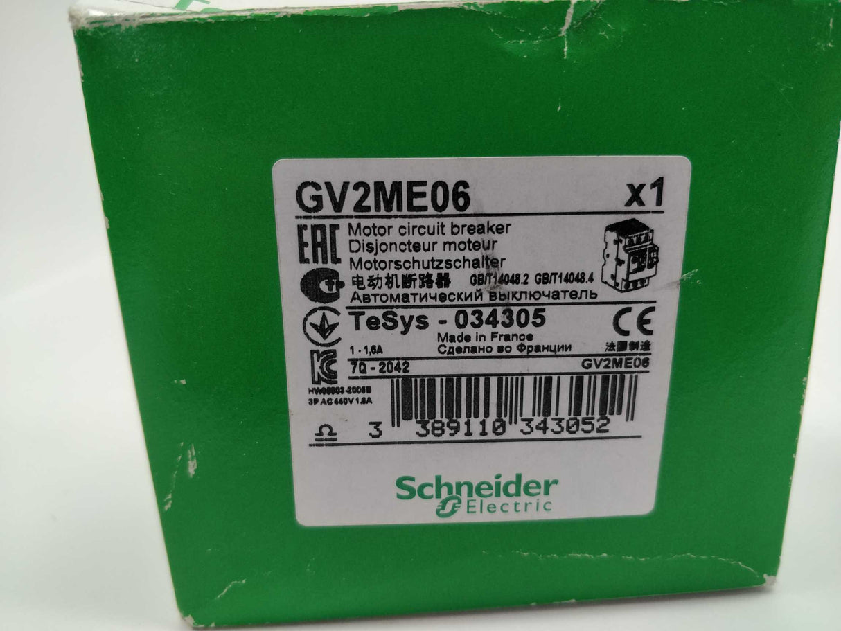 Schneider Electric GV2ME06 Motor Circuit Breaker 1-1,6A