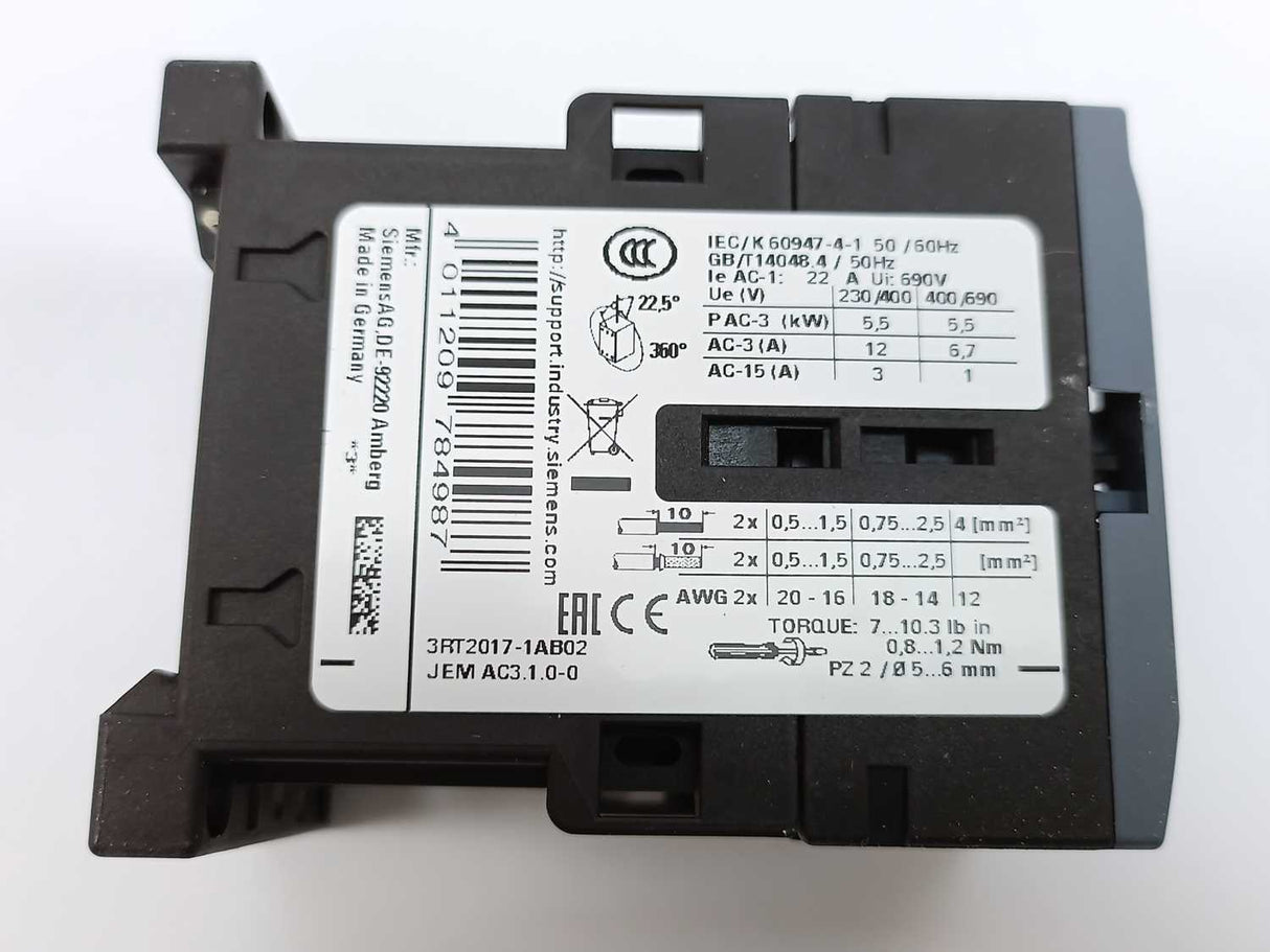 Siemens 3RT2017-1AB02 24V, 50/60Hz