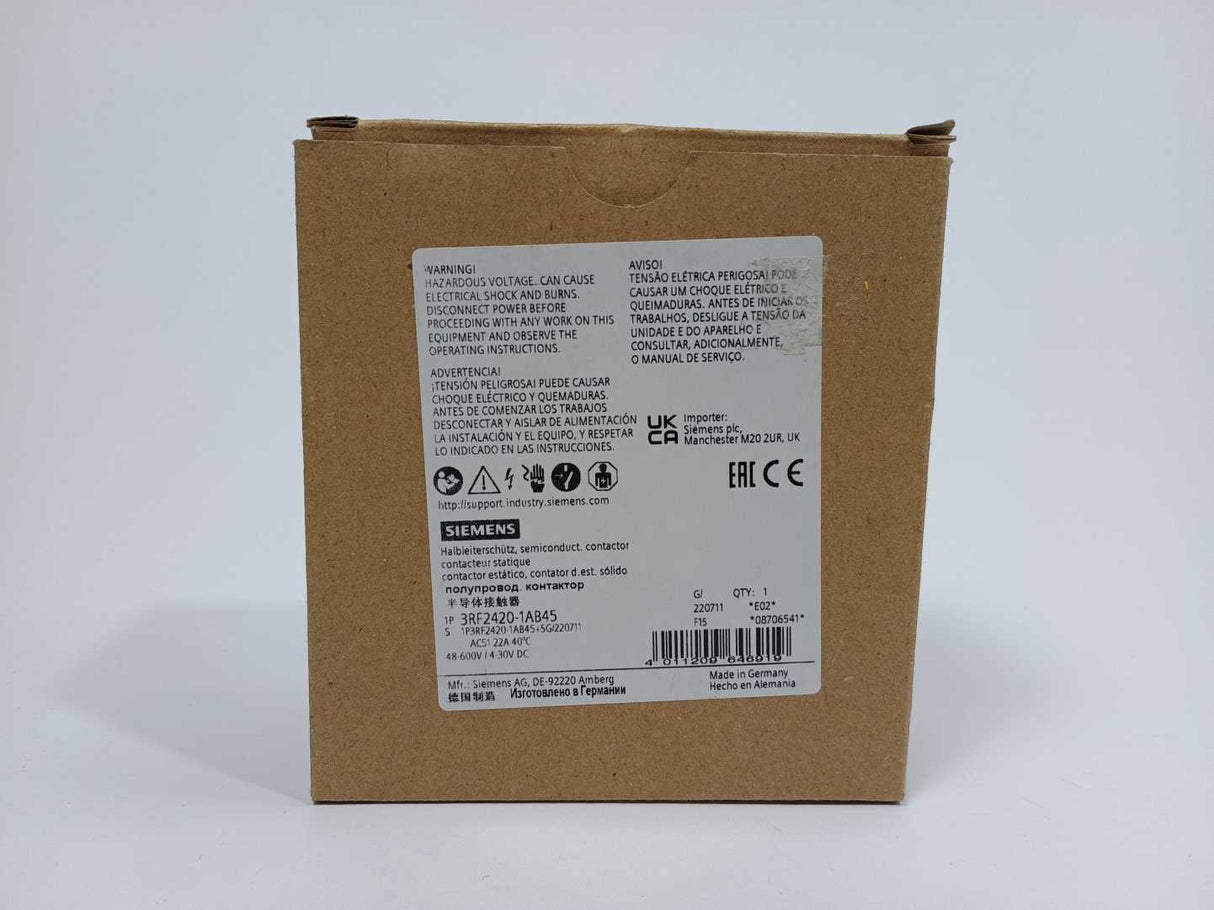 Siemens 3RF2420-1AB45 Solid State Contactor 3-Phase. 4-30VDC