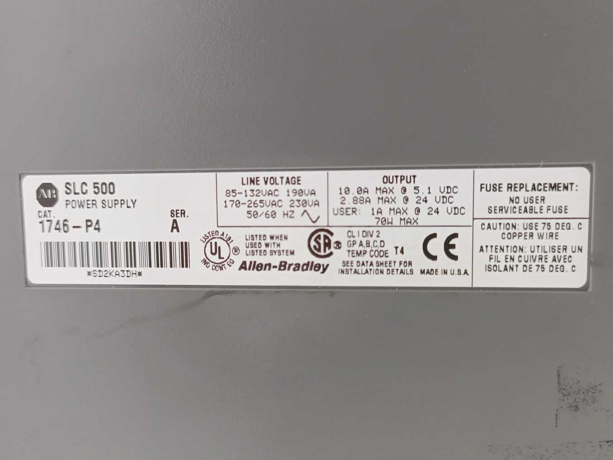 AB 1746-P4 SER A SLC500 Power Supply + 1746-A13 SER B 13-Slot Rack