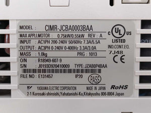 YASKAWA CIMR-JCBA0003BAA J1000 Ultra Compact AC Drive