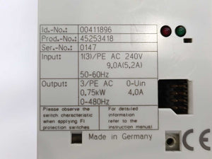 LENZE E82EV751_2B 00411896 45253418 Inverter