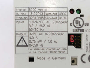 LENZE E82EV751_2C 13127093 02342685 8200 Vector Frequency Inverter