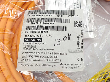 Siemens 6FX8002-5CS01-1CF0 Power Cable 25m, 4x 1.5C