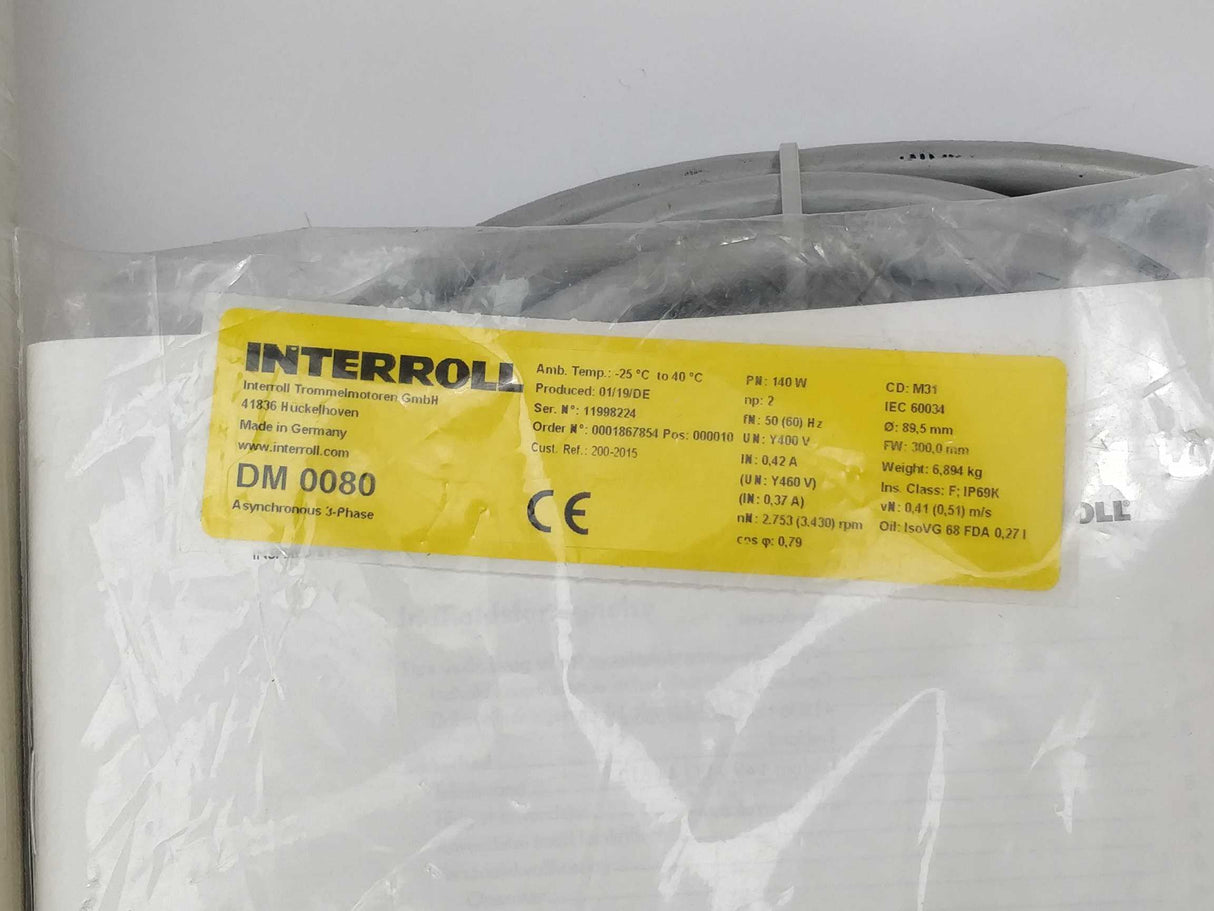 Interroll DM 0080 Asynchronous 3 Phase M31 - 140W - Ø 89,5mm FW 300,0mm