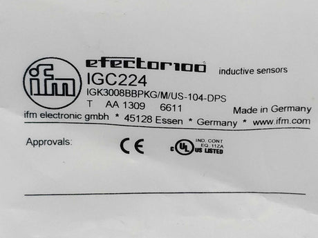 Ifm Electronic IGC224 IGK3008BBPKG/M/US-104-DPS Inductive sensor