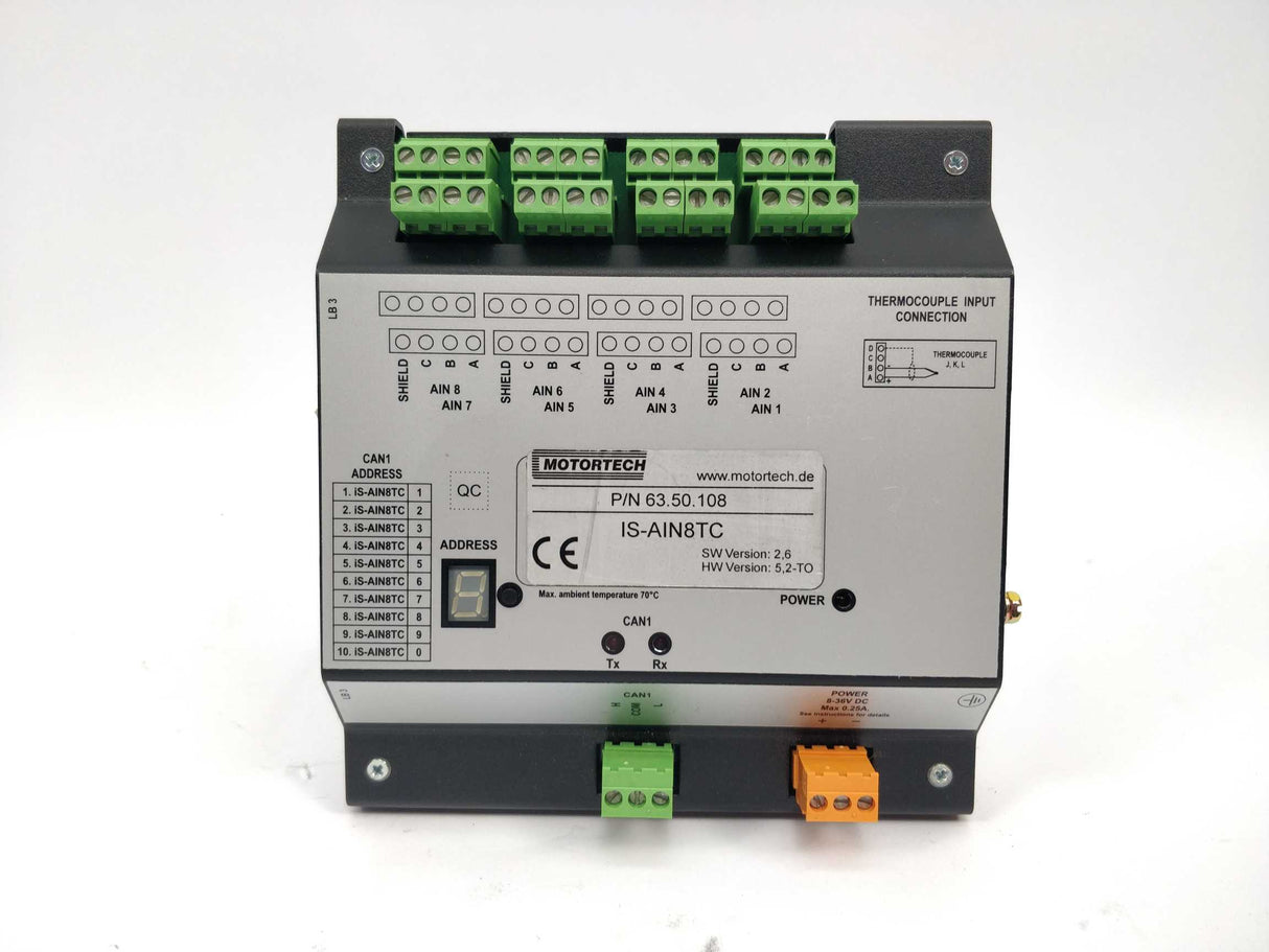 Motortech 63.50.108 IS-AIN8TC thermocouple input connection