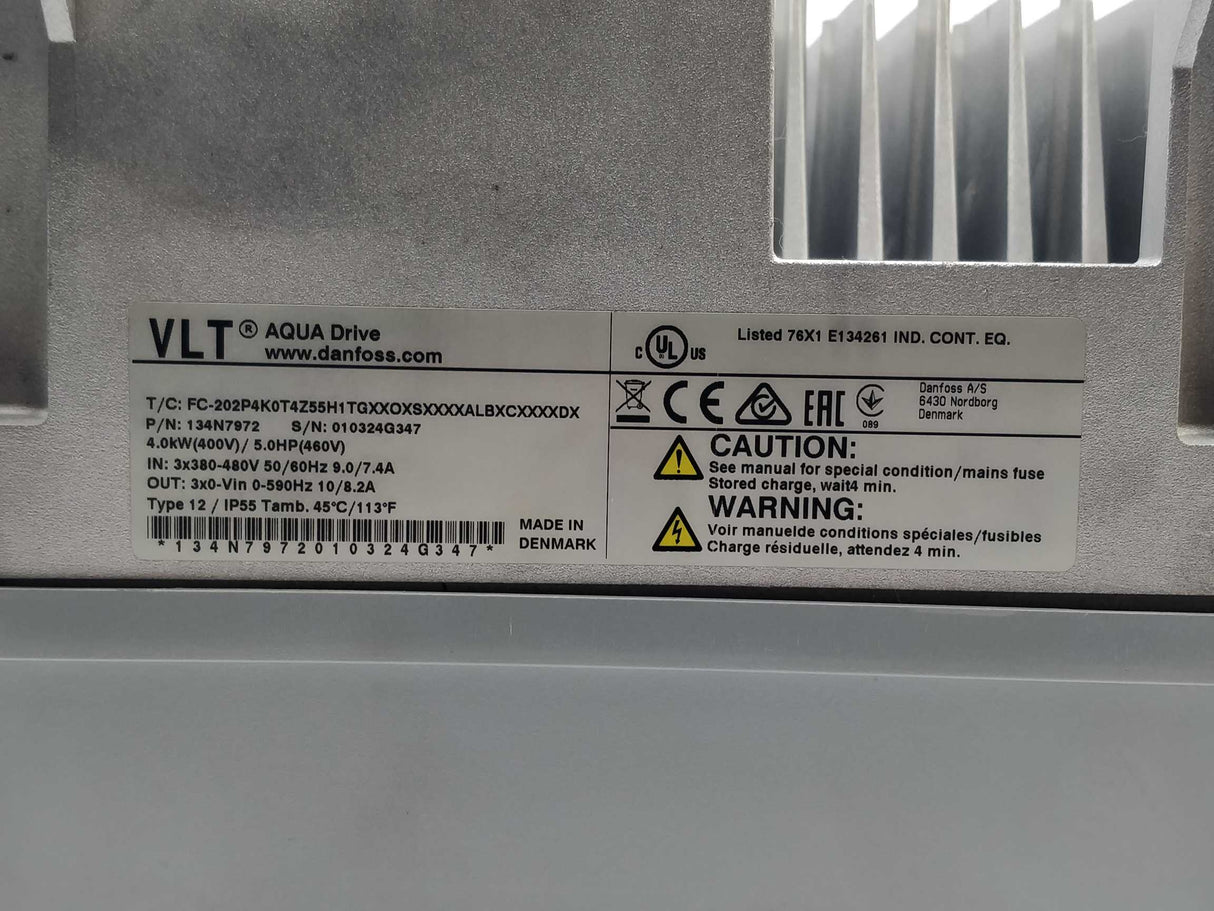 Danfoss 134N7972 FC-202P4K0T4Z55H1TG Danfoss VLT® AQUA Drive