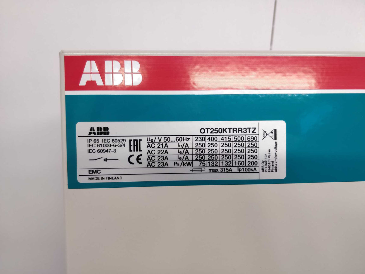 ABB 1SCA022513R7530 OT250KTRR3TZ EMC safety switch