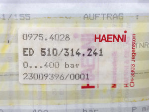 HAENNI ED 510/314.241/155 0975.4028 Pressure Transducer