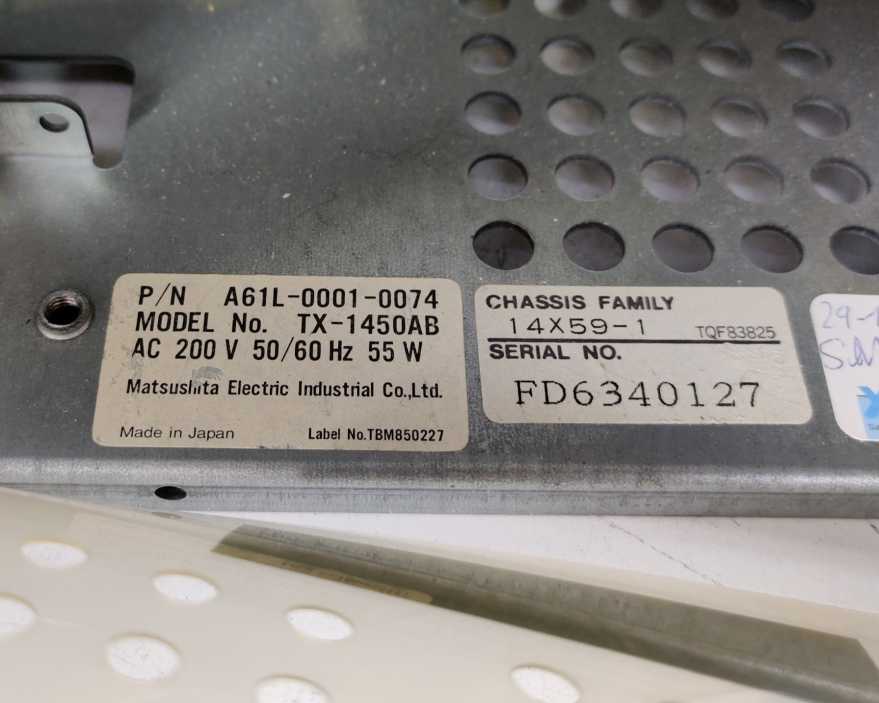 Matsushita  A61L-0001-0074 TX-1450AB  Operator Control HMI Display Unit