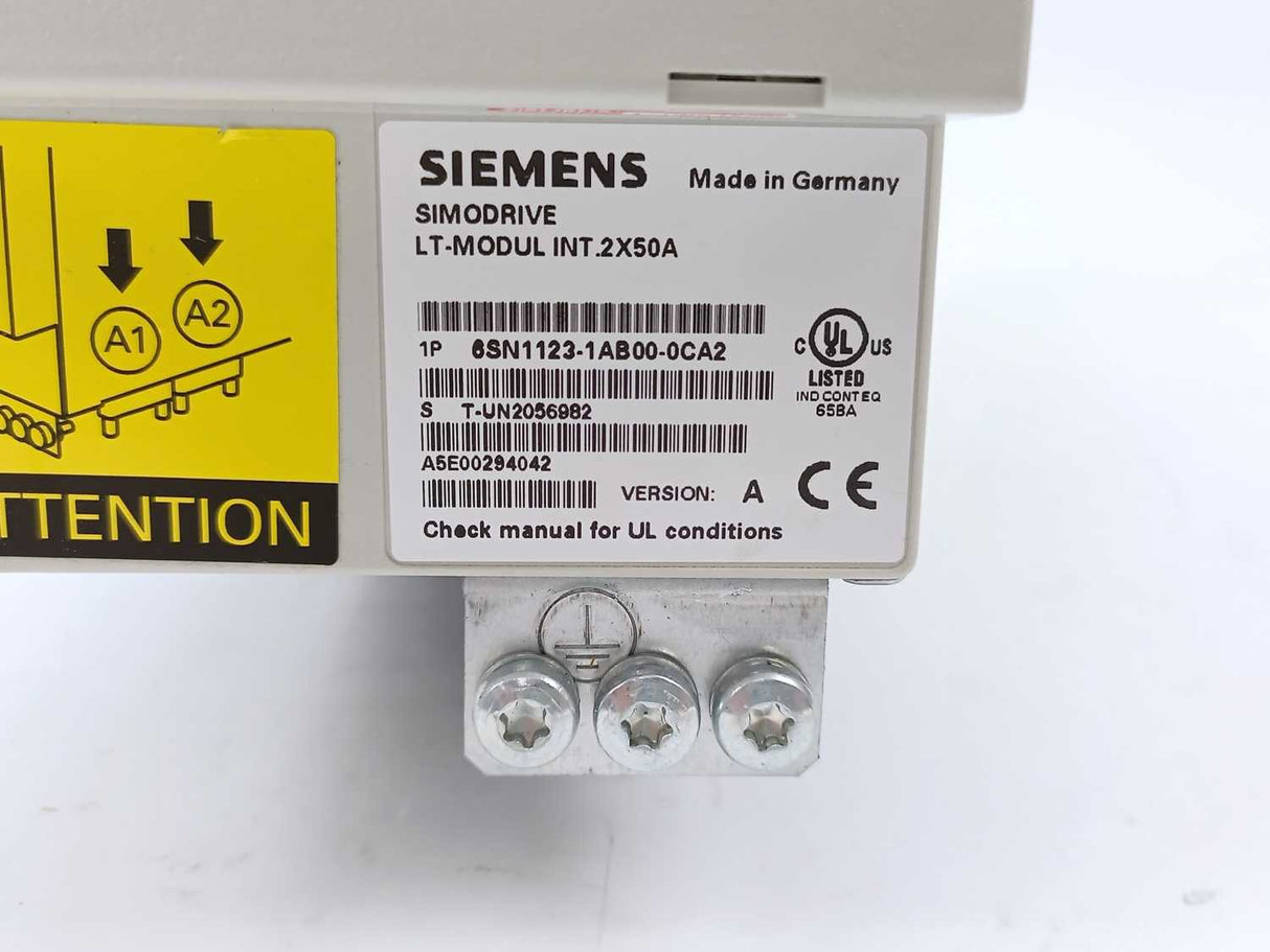 Siemens 6SN1123-1AB00-0CA2 SIMODRIVE 611 Power Module, 2-Axis 50A