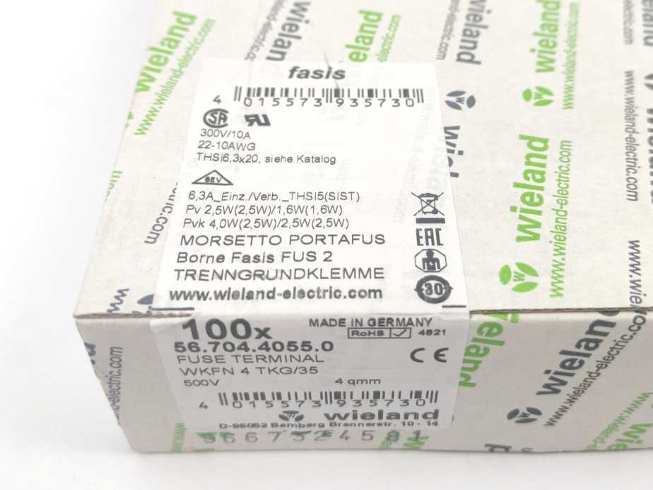 Wieland 56.704.4055.0 fuse terminal WKFN 4 TKG/35