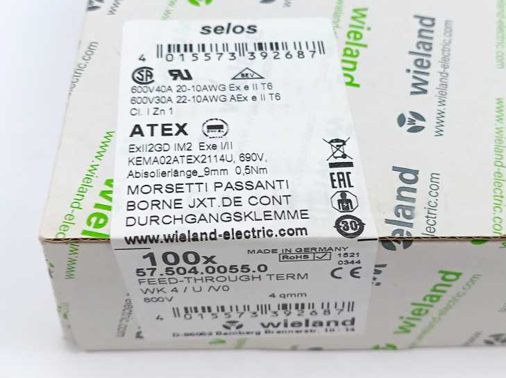 Wieland 57.504.0055.0 feed-through terminal WK 4 / U /V0