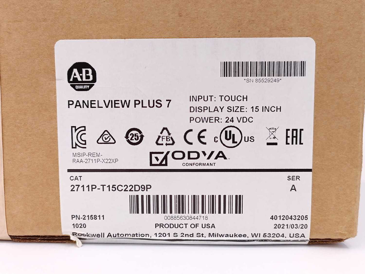AB 2711P-T15C22D9P Ser A PanelView Plus 7 Graphic Terminal *Factorty Sealed*