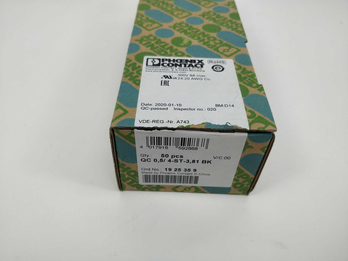 Phoenix Contact 1925359 QC 0,5/ 4-ST-3,81 BK 47 Pcs.