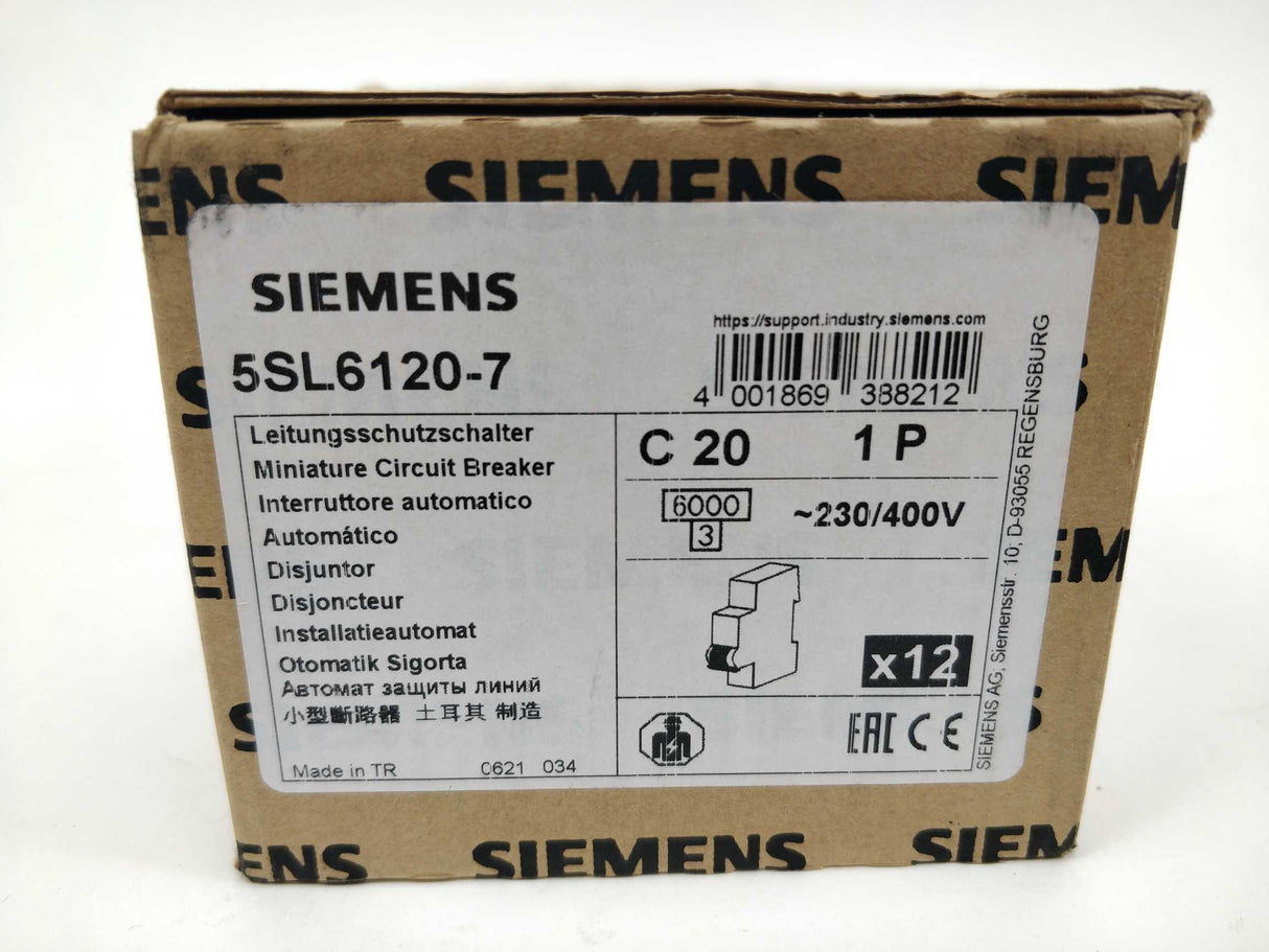 Siemens 5SL6120-7 Miniature circuit breaker 230/400V C20 12pcs