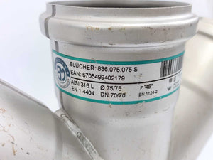 Blucher 836.075.075 S Double Branch Pipe, Pipe: Ø75 mm. Branch pipe: Ø75 mm
