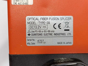 Sumitomo TYPE-39 Micro Core Alignment Optical Fiber Fusion Splicer Set