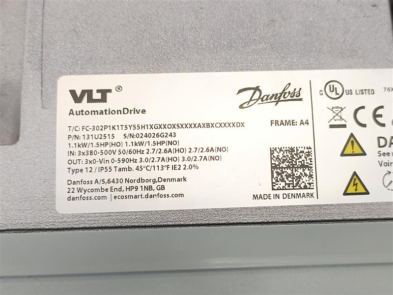 Danfoss 131U2515 FC-302P1K1T5Y55H1XGXX 1.1kW