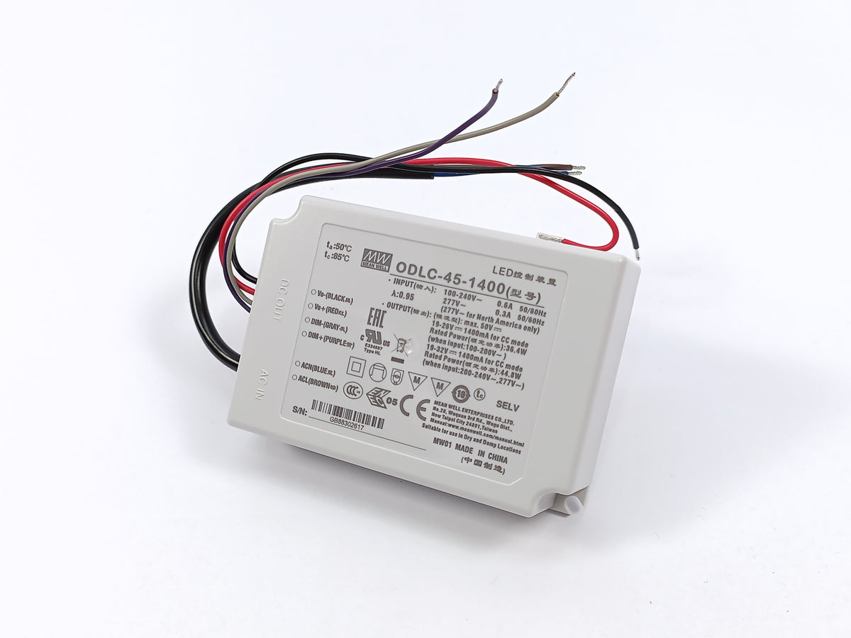 MeanWell ODLC-45-1400 Input range 90-295VAC; Output 32VDC at 1.4A
