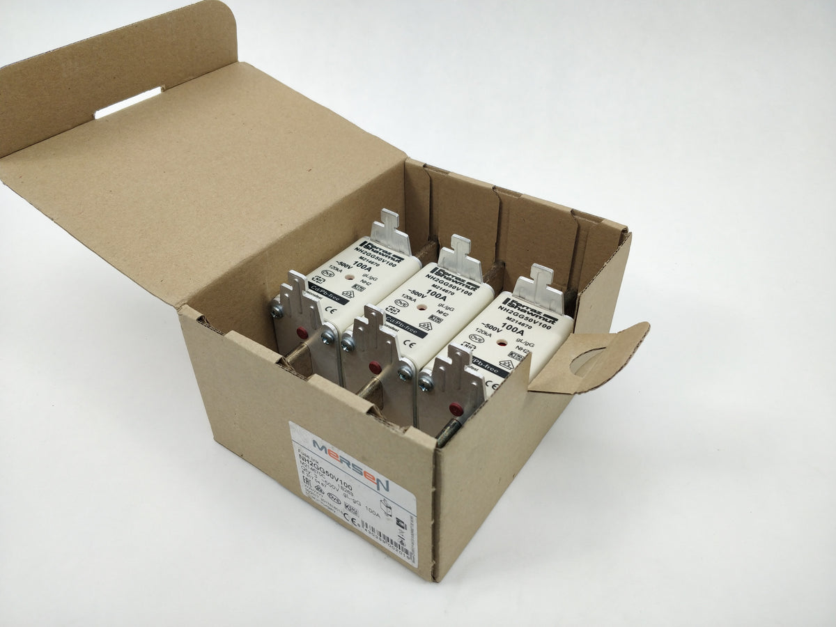 Mersen NH2GG50V100 Fuse Link, M214670C. 100A. 3 Pcs