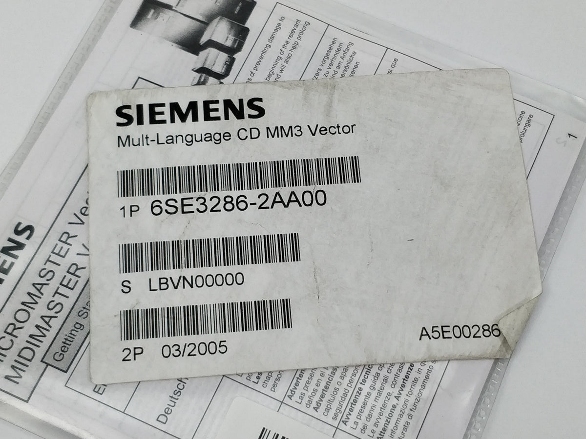 Siemens 6SE3286-2AA00 Multi-language CD MM3 Vector
