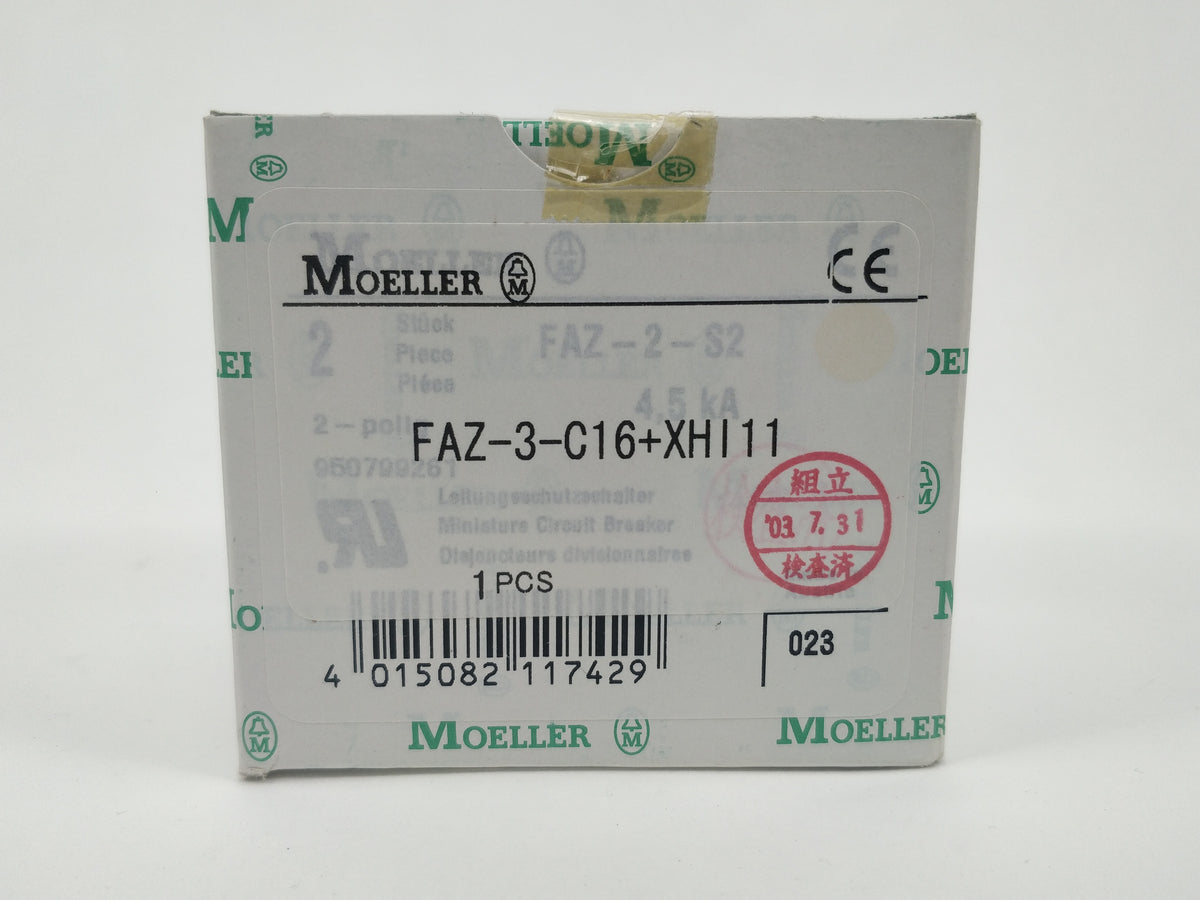 Moeller FAZ-3-C16 with FAZ/FIP-XHI11 Circuit Breaker