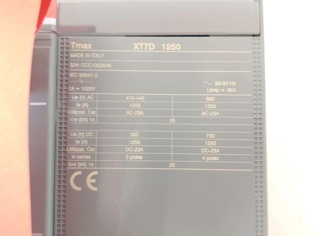 Abb SACE TMAX XT7 D 1250 Circuit Breaker