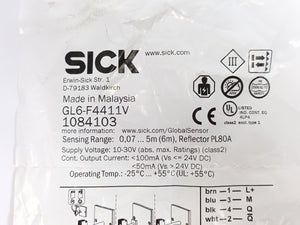 Sick 1084103 GL6-F4411V Photoelectric Retro-Reflective Sensor